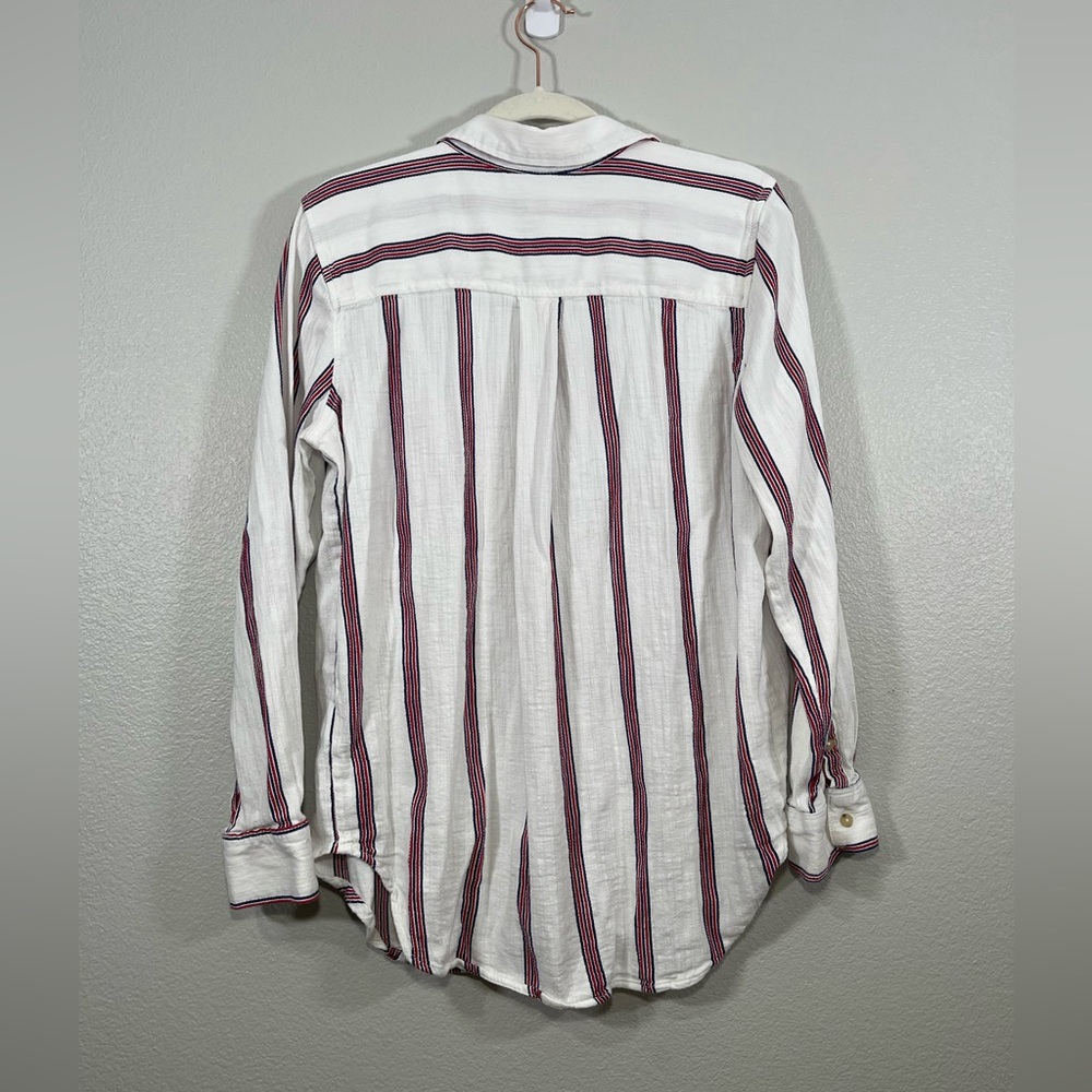 Liz Claiborne Shirt Button Down Long Sleeve Women WhiteRed Striped Lightweight L - Picture 5 of 5